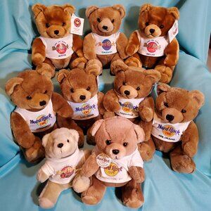 Hard Rock Cafe Plush Lot of 9 US Cities Austin Vegas DC Hollywood Dallas Vintage